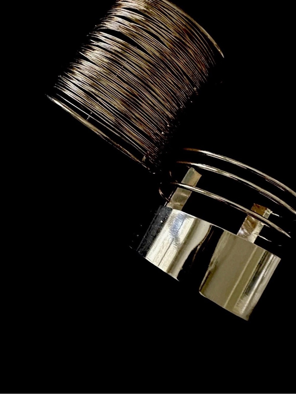 TWO Gold Multi-Row Wire Cuff Bracelets